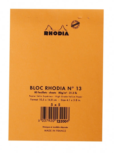 Rhodia No. 13 A6 Notepad - Orange, Graph