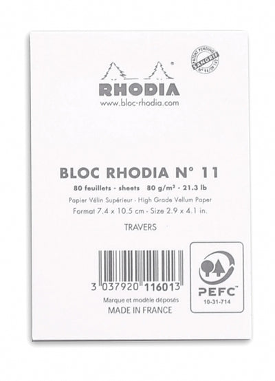 Rhodia Ice No. 11 Pocket Notepad - Ice White, Lined