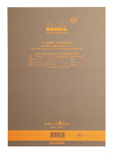 Rhodia ColoR No. 18 A4 Notepad - Taupe, Lined