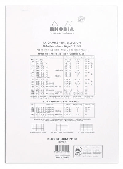 Rhodia No. 18 A4 Notepad - Ice White, Lined