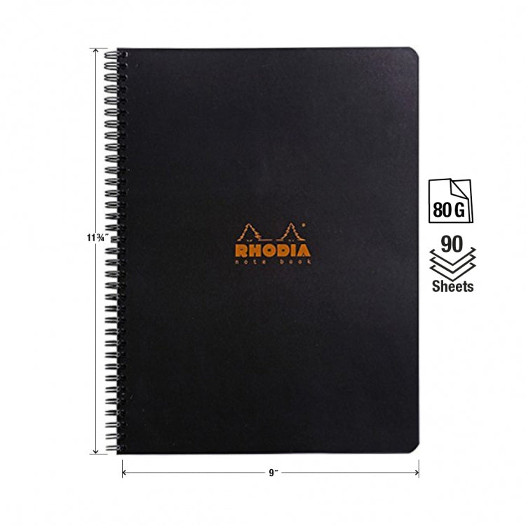 Rhodia A4 Wirebound Notebook - Black, Graph with Margins
