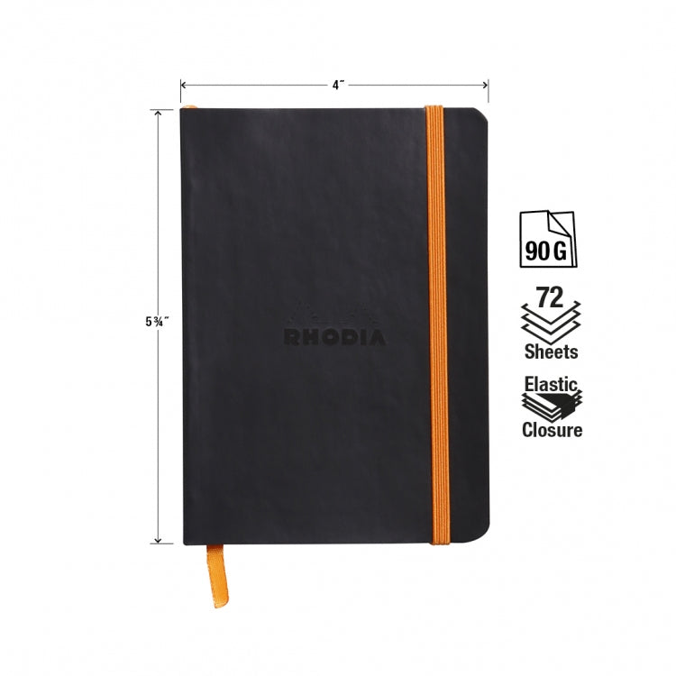 Rhodia A6 Softcover Notebook - Black, Lined