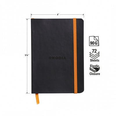 Rhodia A6 Softcover Notebook - Black, Lined