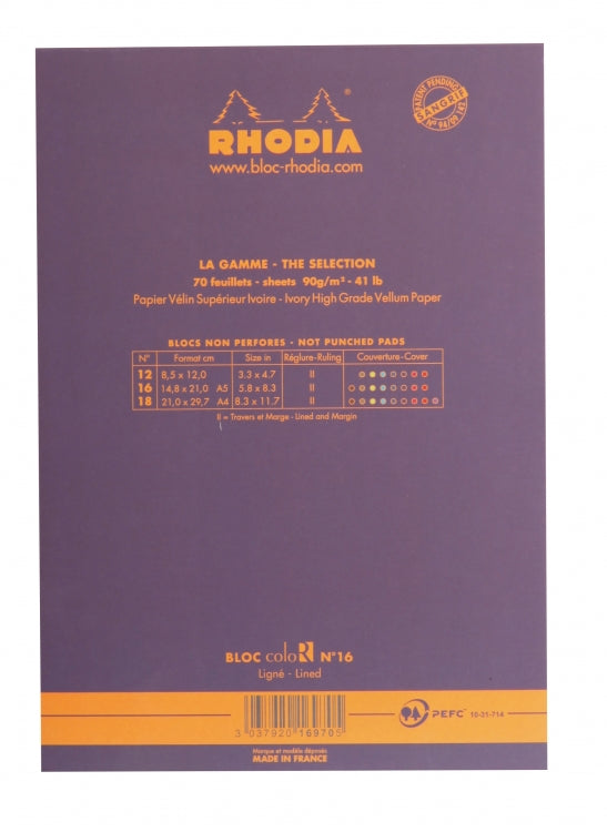 Rhodia ColoR No. 16 A5 Notepad - Violet, Lined