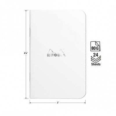 Rhodia Side Staple Pocket Notebook - Ice White, Graph