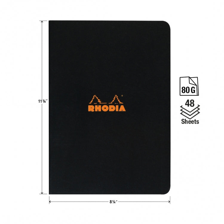 Rhodia A4 Side Staple Notebook - Black, Lined