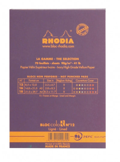Rhodia ColoR No. 12 Passport Notepad - Violet, Lined