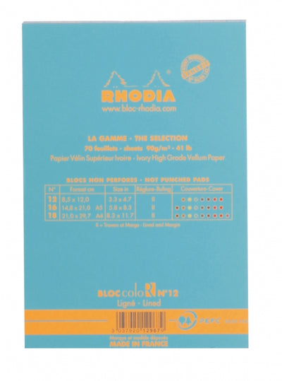 Rhodia ColoR No. 12 Passport Notepad - Turquoise, Lined