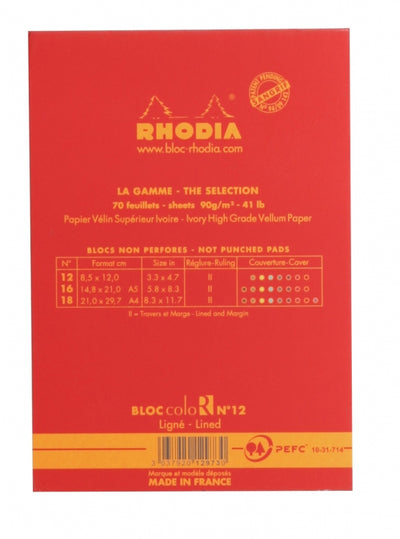 Rhodia ColoR No. 12 Passport Notepad - Red, Lined