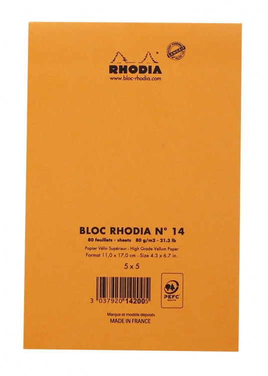 Rhodia No. 14 Notepad - Orange, Graph