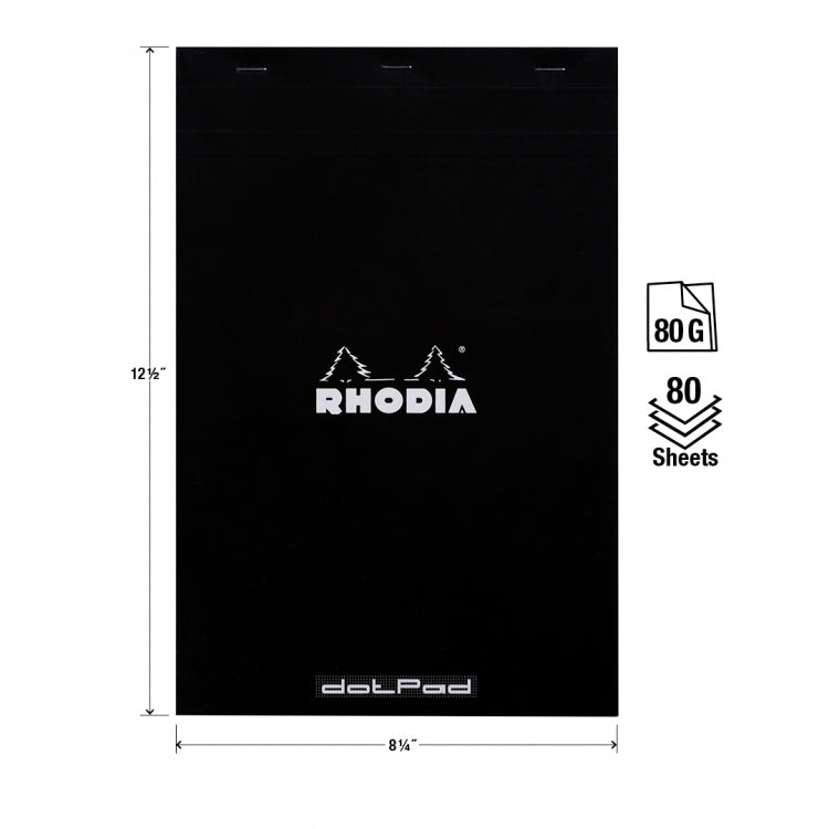 Rhodia No. 19 A4+ Notepad - Black, Dot Grid