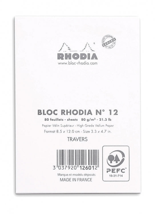 Rhodia No. 12 Passport Notepad - Ice White, Lined