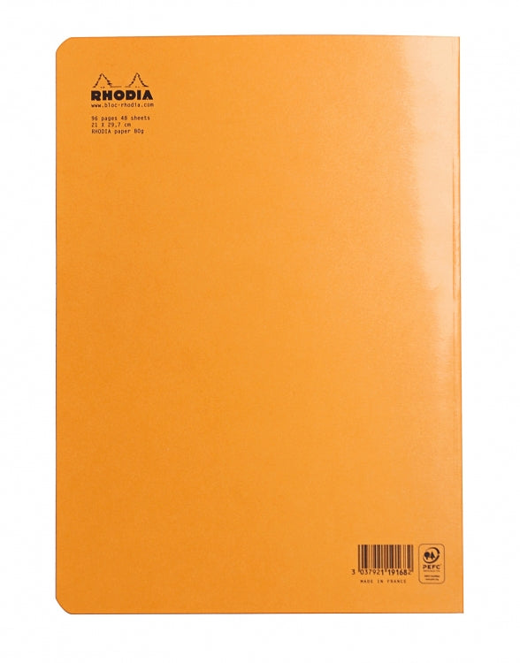 Rhodia A4 Side Staple Notebook - Orange, Lined