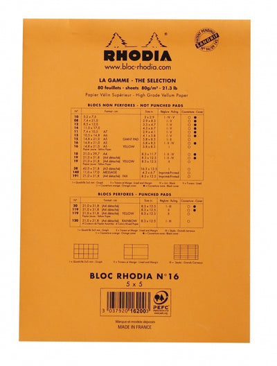 Rhodia No. 16 A5 Notepad - Orange, Graph
