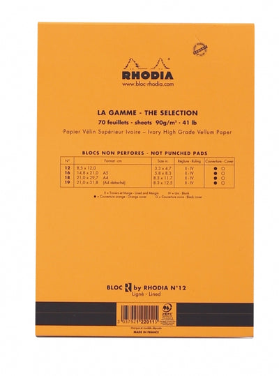 Rhodia Premium No. 12 Passport Notepad - Orange, Lined