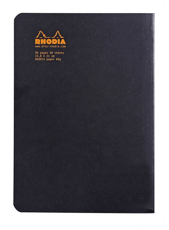 Rhodia A5 Side Staple Notebook - Black, Lined