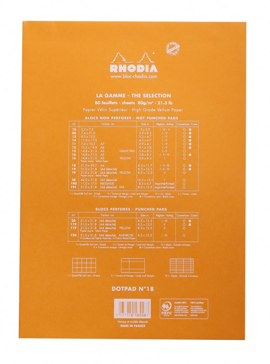 Rhodia No. 18 A4 Notepad - Orange, Dot Grid