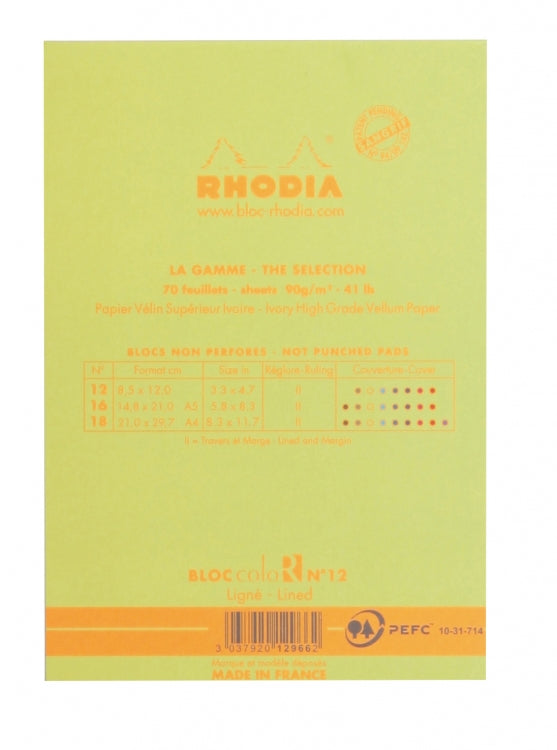 Rhodia ColoR No. 12 Passport Notepad - Anise Green, Lined