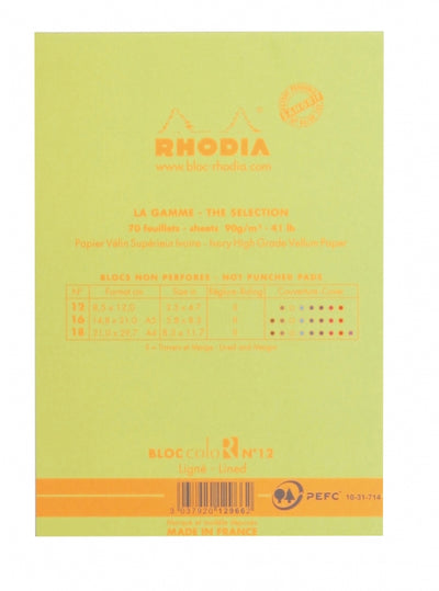 Rhodia ColoR No. 12 Passport Notepad - Anise Green, Lined