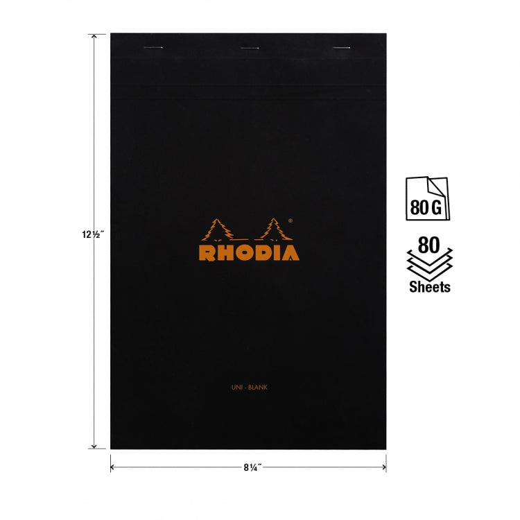 Rhodia No. 19 A4+ Notepad - Black, Blank