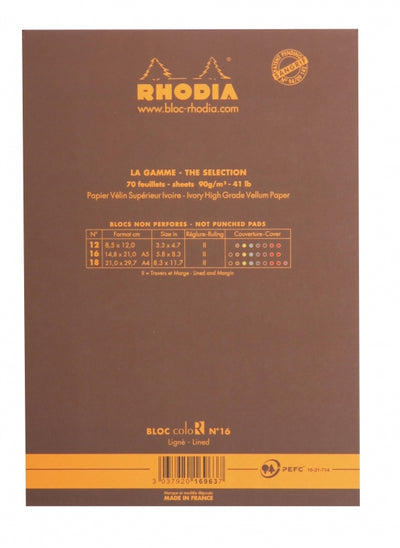 Rhodia ColoR No. 16 A5 Notepad - Chocolate, Lined