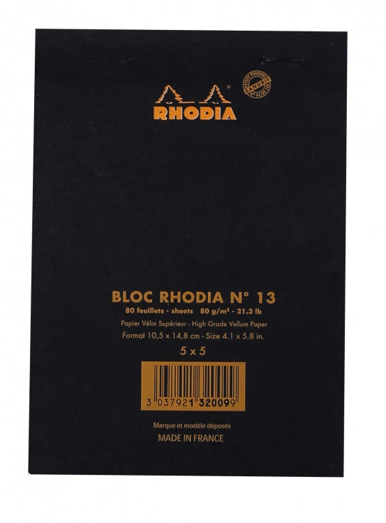 Rhodia No. 13 A6 Notepad - Black, Graph