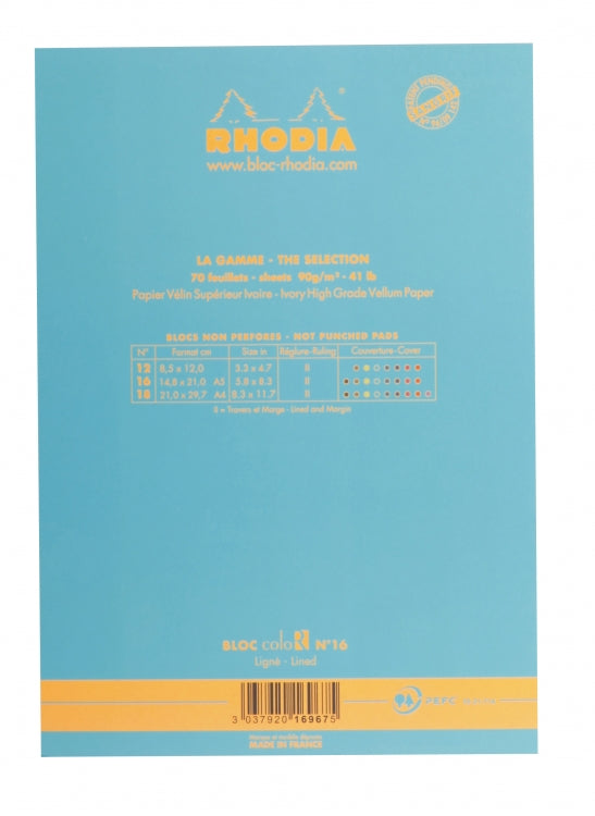 Rhodia ColoR No. 16 A5 Notepad - Turquoise, Lined