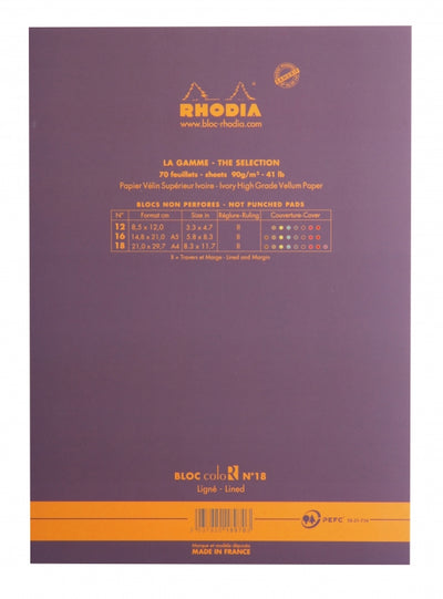 Rhodia ColoR No. 18 A4 Notepad - Violet, Lined