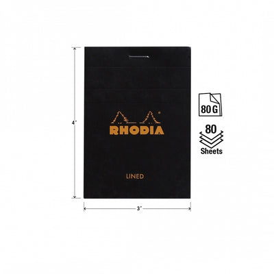 Rhodia No. 11 Pocket Notepad - Black, Lined