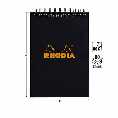 Rhodia No. 13 A6 Spiralbound Notepad - Black, Graph