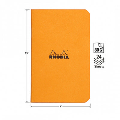Rhodia Side Staple Pocket Notebook - Orange, Graph