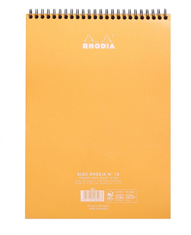 Rhodia - No. 18 Wirebound Notepad - Orange, Dotpad