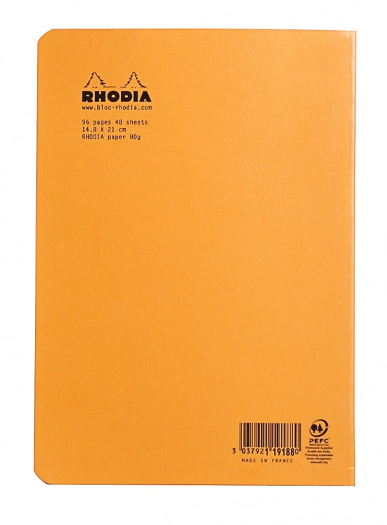 Rhodia A5 Side Staple Notebook - Orange, Lined