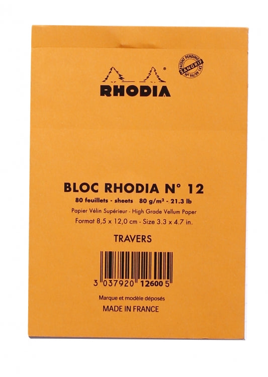 Rhodia No. 12 Passport Notepad - Orange, Lined