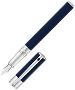 ST Dupont D-Initial Blue & Chrome Fountain Pen