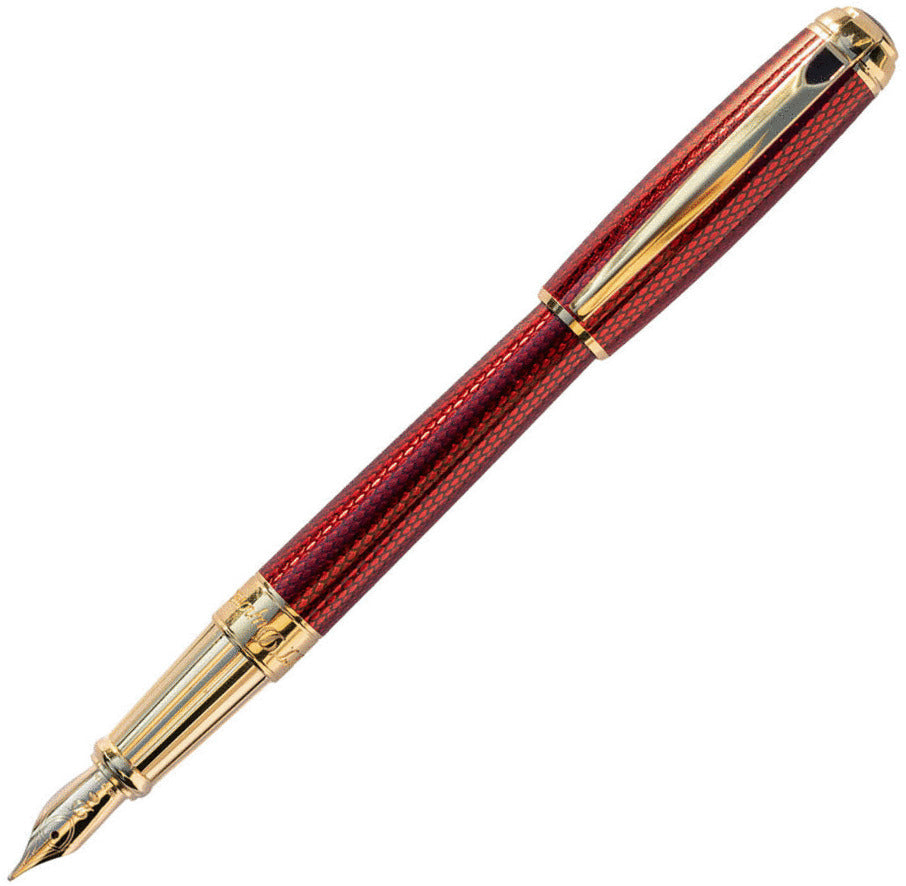 ST Dupont Diamond Guilloche Ruby Fountain Pen | 410108L-M | Pen Place