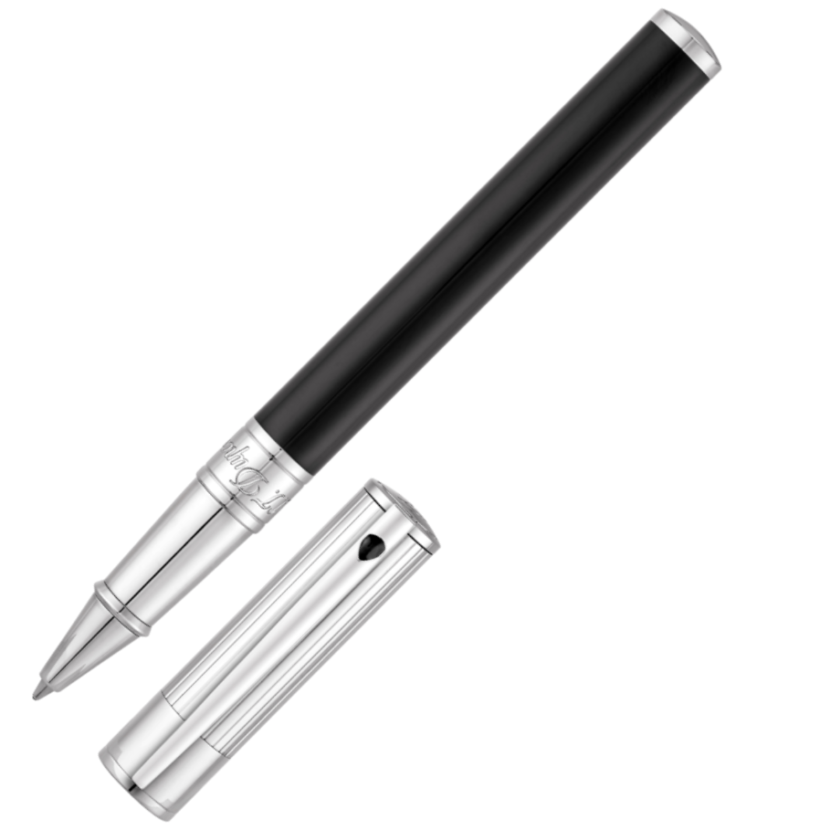 ST Dupont D-Initial Duo Tone Black & Chrome Rollerball Pen | 262201 | Pen Place
