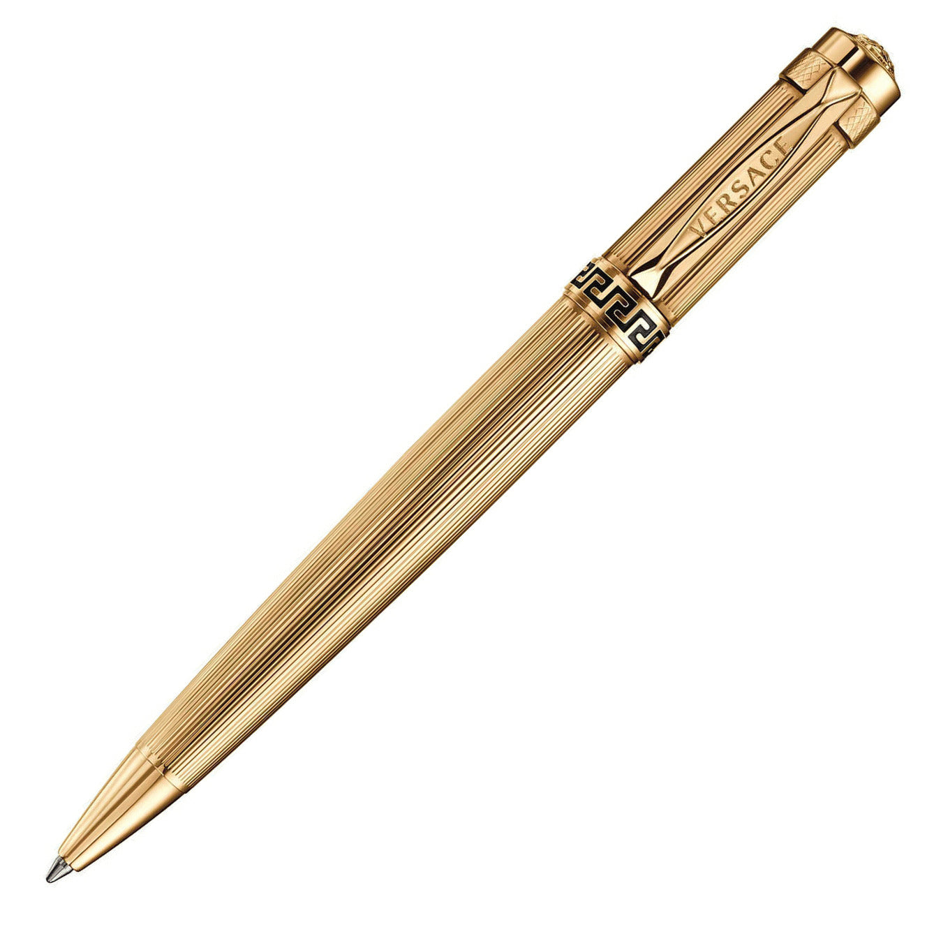 Versace Astrea Yellow Gold Guilloche Ballpoint Pen | VR7080015 | Pen Place