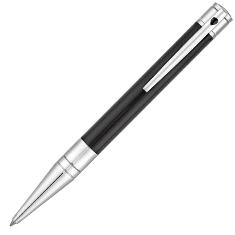 ST Dupont D-Initial Black & Chrome Ballpoint Pen | 265200 | Pen Place