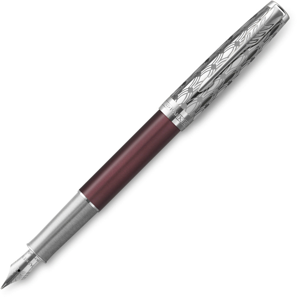 Parker Sonnet Premium Metal & Red 18kt Fountain Pen | Pen Store | Pen Place