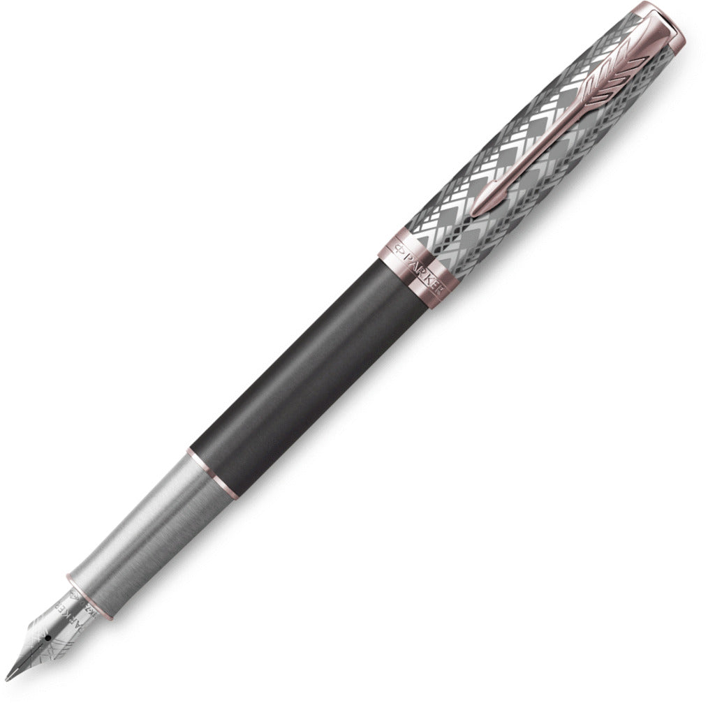 Parker Sonnet Premium Metal & Grey18kt Fountain Pen | Pen Store | Pen Place