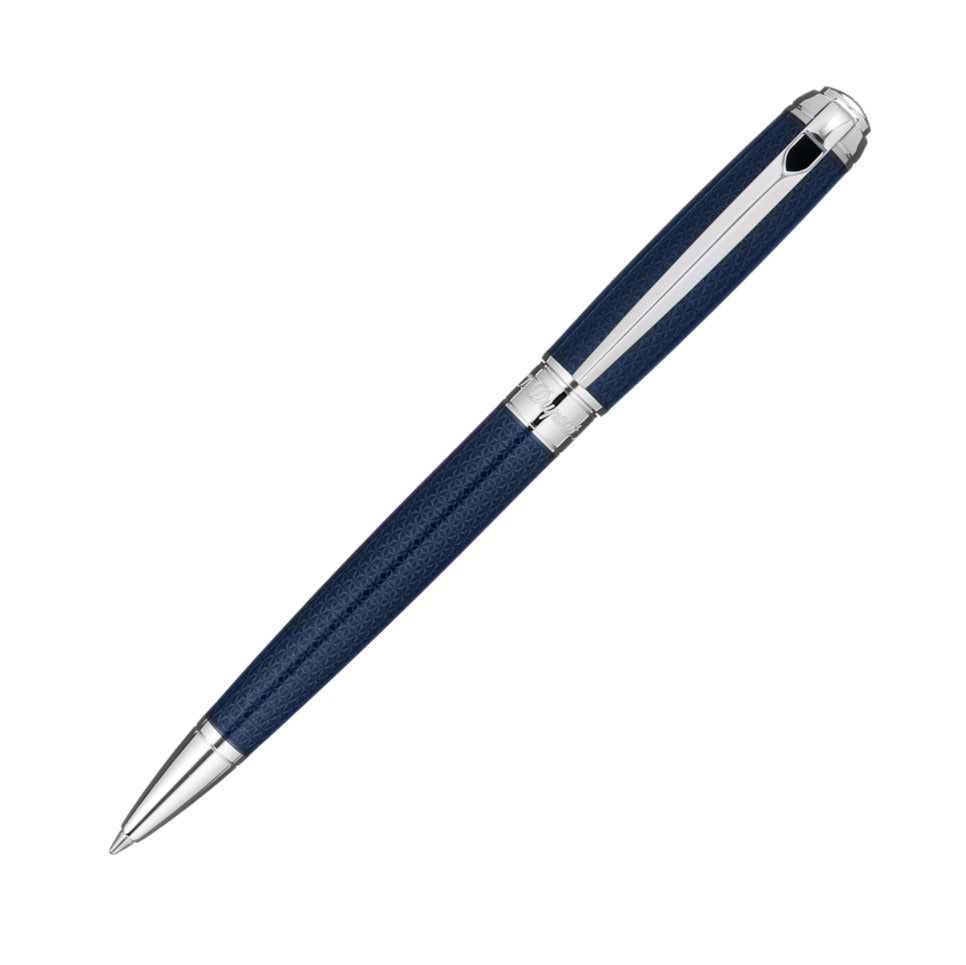 ST Dupont Line D Medium Guilloche Blue Ballpoint Pen | Pen Place