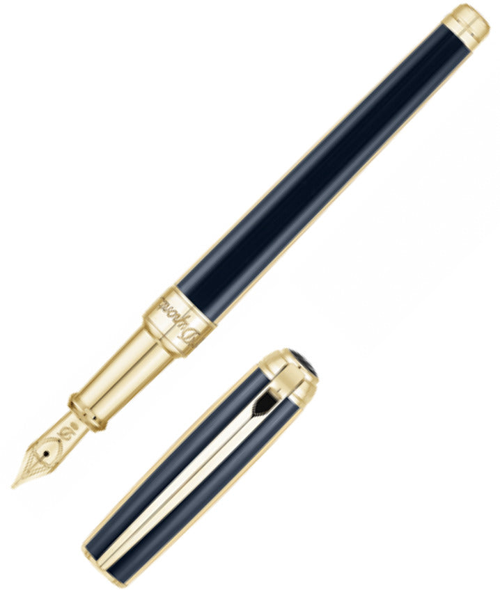 ST Dupont Line D Windsor Blue & Gold Fountain Pen | Pen Place