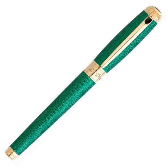 ST Dupont Line D Firehead Guilloche Emerald Rollerball Pen