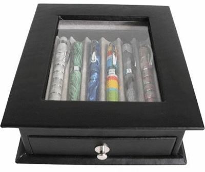 Leather 6 Pen Display Case | 910-BL-GS-6 | Pen Place