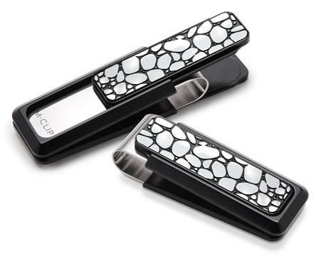 M-Clip Black Aluminum w/Black Enamel River Rock Money Clip | ES-BKA-BERR | Pen Place