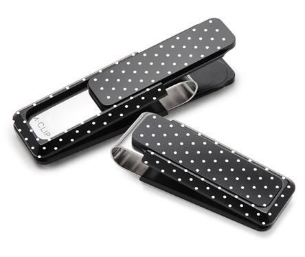 M-Clip Black Solid Slide w/Etched Polka Dots Money Clip | UV2-BKA-PDEC | Pen Place
