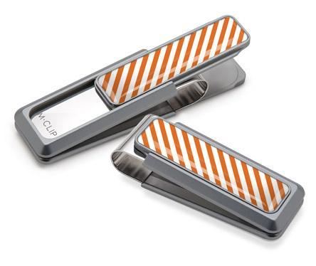 M-Clip Natural UV2 w/Dark Orange & White Money Clip | UV2-NMA-DOWH | Pen Place