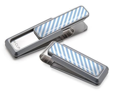 M-Clip Natural UV2 w/Light Blue & White Money Clip | UV2-NMA-LBWH | Pen Place