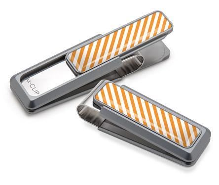 M-Clip Natural UV2 w/Orange & White Money Clip | UV2-NMA-ORWH | Pen Place